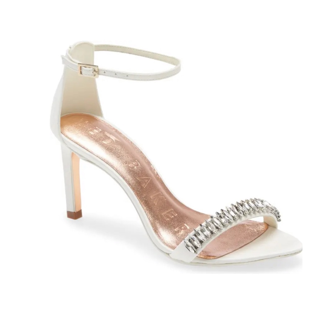 Ted Baker🍂Saralia white satin embellished heels size 8 US womens